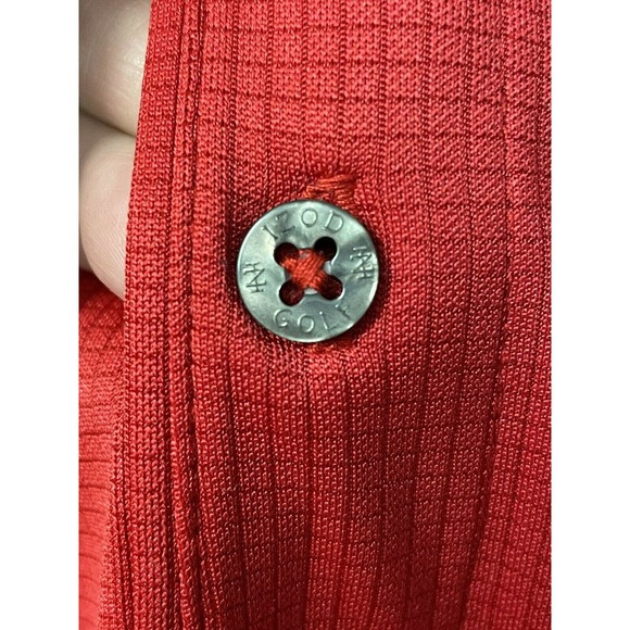 IZOD Mens Active Polo Shirt Red Size XL Grid-Print Stretch Golf - Picture 7 of 10